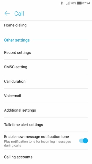 Scroll to and select Voicemail