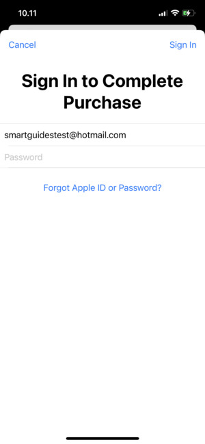 Enter your Apple ID username and password and select Sign in