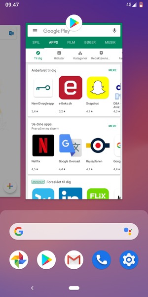 Swipe apps opad for at lukke dem