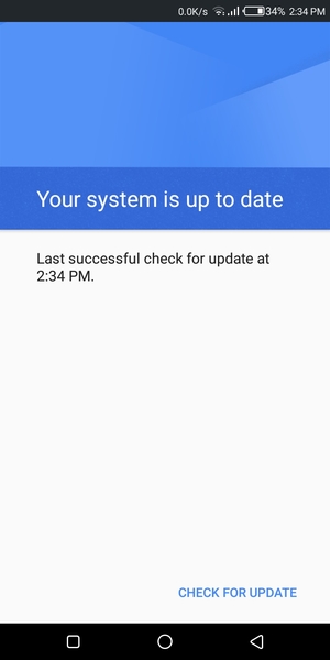 If your phone is up to date, you will see the following screen