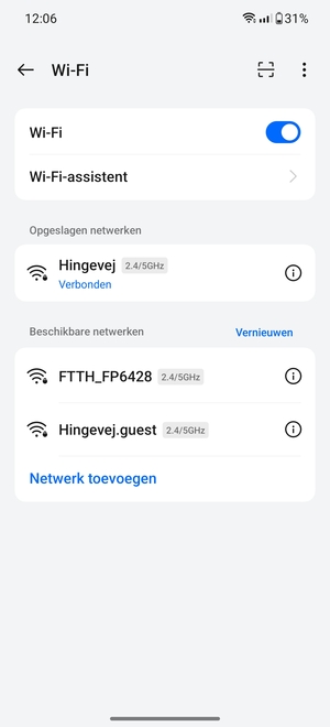 U bent nu verbonden met het WiFi-netwerk