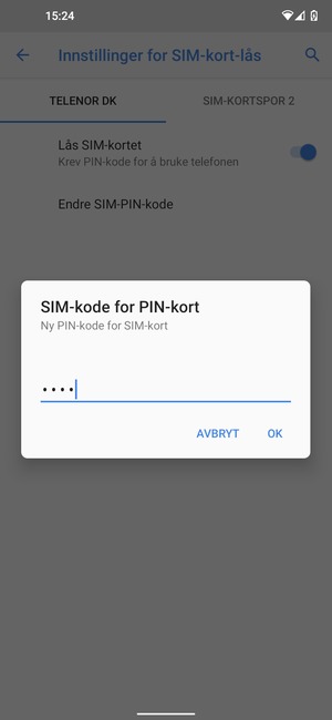 Skriv inn Ny PIN-kode for SIM-kort og velg OK