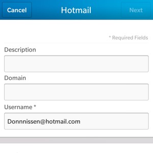 Enter your Hotmail information