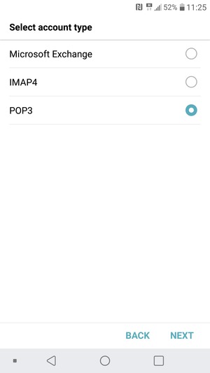 Select IMAP4 or POP3 and select NEXT