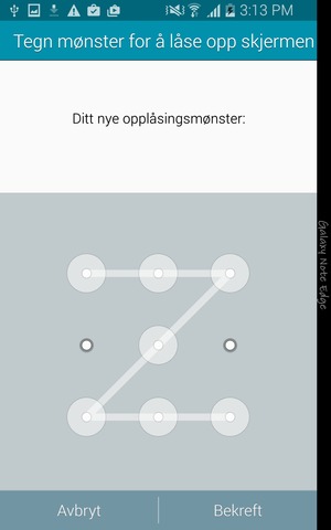 Tegn opplåsingsmønsteret igjen og velg Bekreft