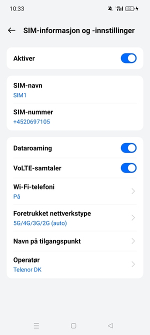 Slå Dataroaming på eller av