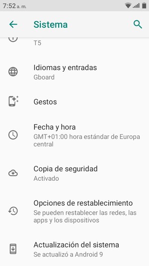 Seleccione Actualización del sistema