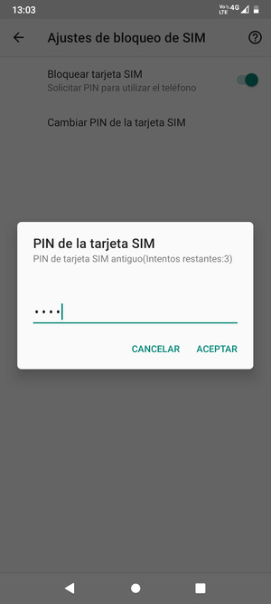 Enter  PIN de tarjeta SIM antiguo and select ACEPTAR