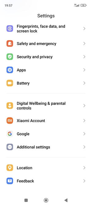 Return to the Settings menu and scroll to and select Additional settings