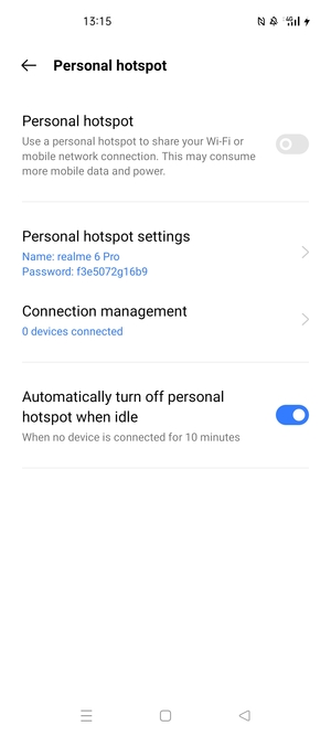 Turn on Personal hotspot