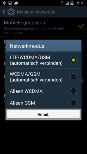 Selecteeer Alleen GSM om 2G in te schakelen