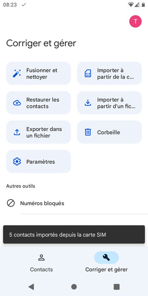 Vos contacts vont être enregistrés sur votre compte Google et dans votre téléphone lors de la prochaine synchronisation de Google.