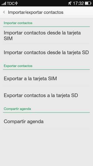 Seleccione Importar contactos desde la tarjeta SIM