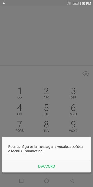 Si votre messagerie vocale n'est pas configurée, sélectionnez D'ACCORD