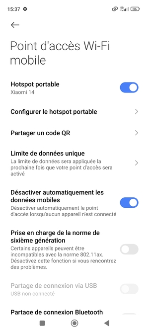 Activer le Hotspot portable