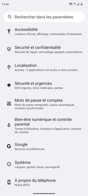 Faites défiler et sélectionnez Systéme