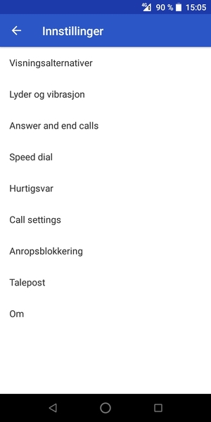 Velg Call settings