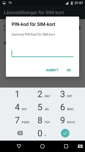 Ange Gammal PIN-kod för SIM-kort och välj OK