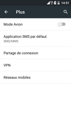 Sélectionnez Partage de connexion