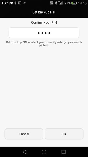 Confirm your Backup PIN and select OK