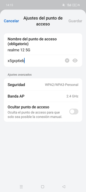 Introduzca una contraseña de punto de acceso Wi-Fi de al menos 8 caracteres y seleccione Guardar