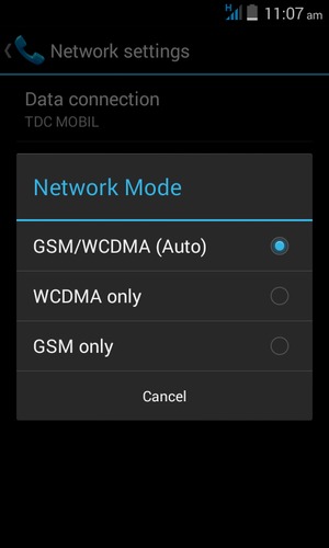 Select GSM only to enable 2G and GSM/WCDMA (Auto) to enable 3G
