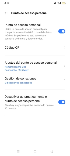 El teléfono ha sido configurado para su uso como módem