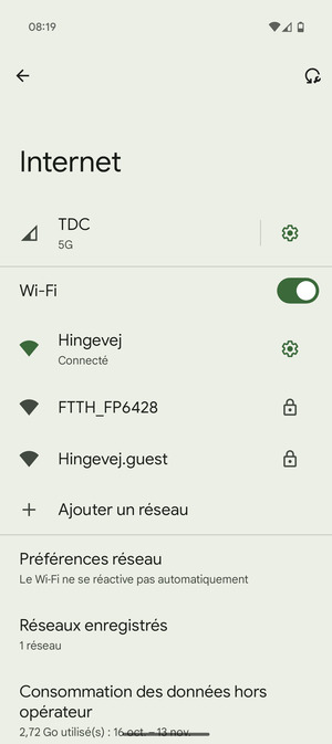 Vous êtes maintenant connecté au réseau Wi-Fi