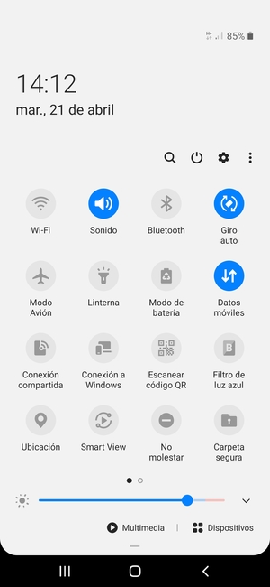 Seleccione Sonido para cambiar el modo de vibración