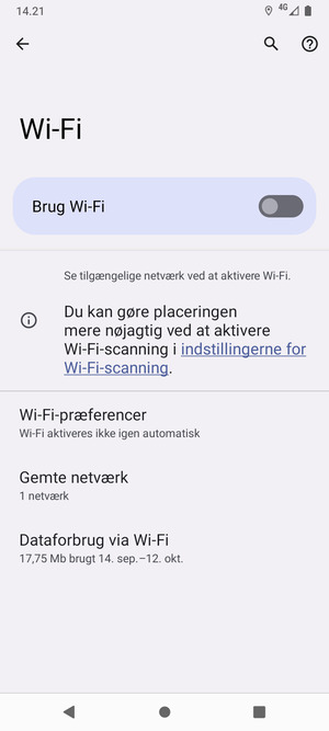 Aktiver Brug Wi-Fi