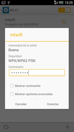 Introduzca la contraseña de Wi-Fi y seleccione Conectar