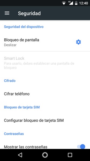 Seleccione Configurar bloqueo de tarjeta SIM