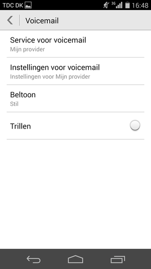 Selecteer Instellingen voor voicemail