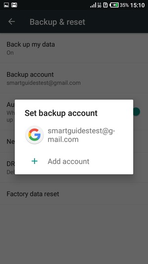 Select your backup account