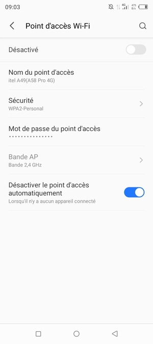 Activer le Point d'accès Wi-Fi