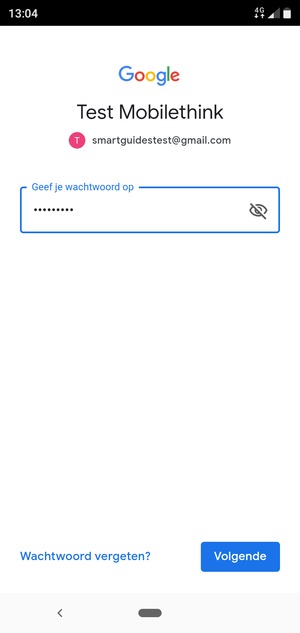 Voer uw wachtwoord in en selecteer Volgende