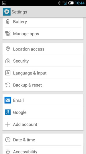 Return to the Settings menu and select Google