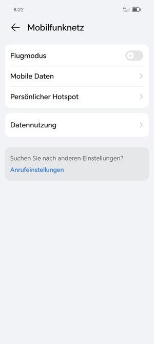 Wählen Sie Mobile Daten