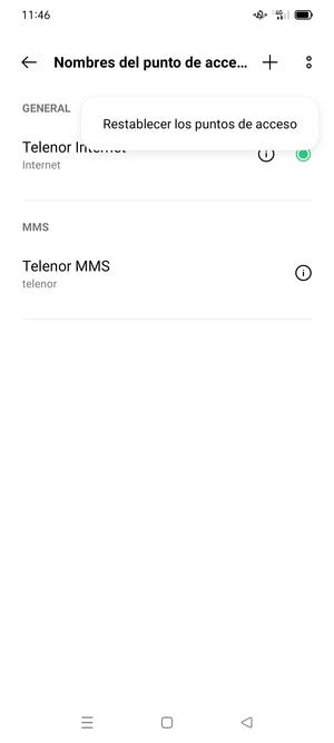 Seleccione Restablecer los puntos de acceso