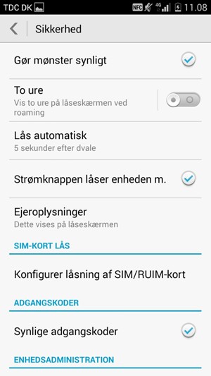 Vælg Konfigurer låsning af SIM/RUIM-kort
