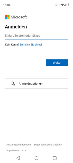 Geben Sie Ihre Hotmail Adresse ein und wählen Sie Weiter