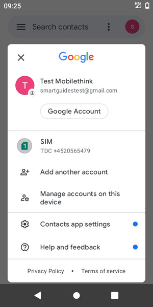 Select Contacts app settings
