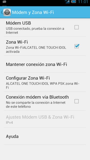 Marque la casilla de verificación Zona Wi-Fi