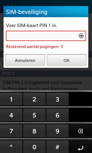 Voer uw SIM-kaart PIN in en selecteer OK