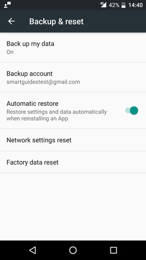 Return to the Backup and reset menu and select Backup account