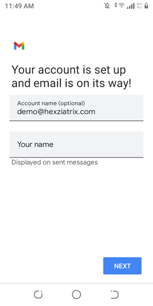 Give your account a name and enter your name. Select NEXT