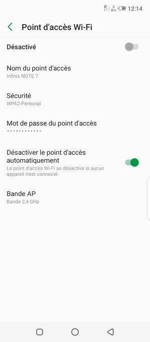 Sélectionnez Mot de passe du point d'accès