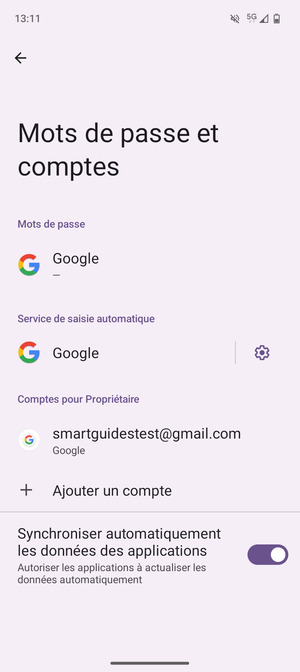 Sélectionnez votre compte Google