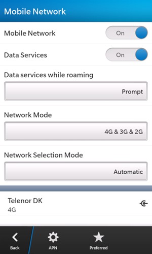 Select Data services while roaming