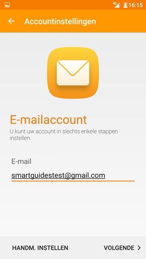 Voer uw Gmail of Hotmail adres in. Selecteer VOLGENDE